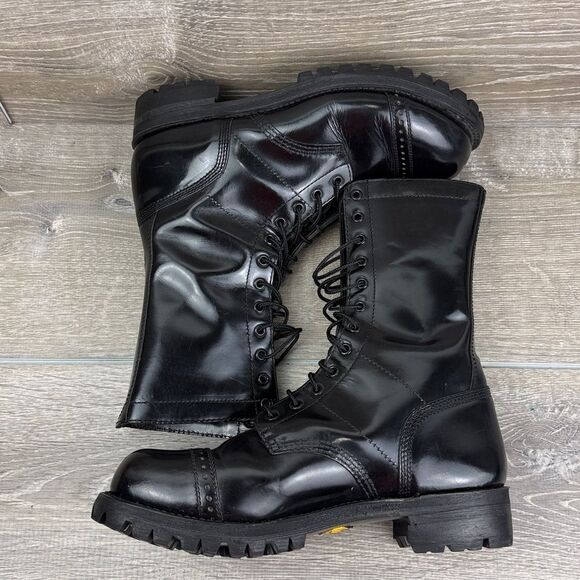 Georgia Boot Co Men’s Sz 8.5E Black Leather 12-Eye Combat Military Jump Boots - Picture 10 of 12